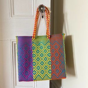Colorful Oaxacan Hand Woven Plastic Tote